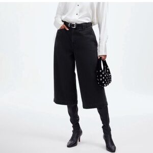 Madewell Denim Culottes Mid Rise Wide Leg Black size 30 New With Tags